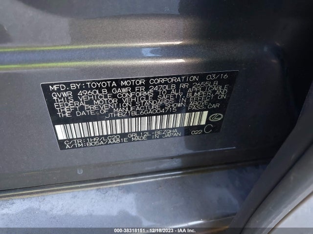 2016 LEXUS GS 350 VIN: JTHBZ1BL6GA004715