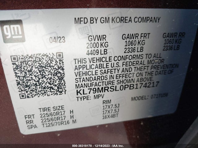 Chevrolet Trailblazer Awd Lt 2023 KL79MRSL0PB174217 Image 9