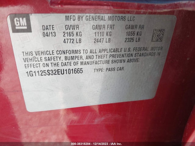 Chevrolet Impala 2lt 2014 1G1125S32EU101665 Image 9