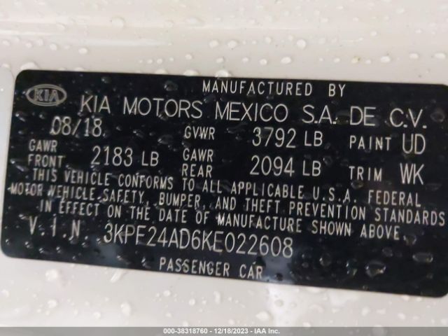3KPF24AD6KE022608 KIA Forte Lxs