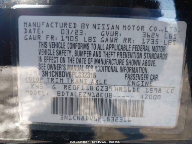 3N1CN8DV6PL832316 Nissan Versa 1.6 S Xtronic Cvt