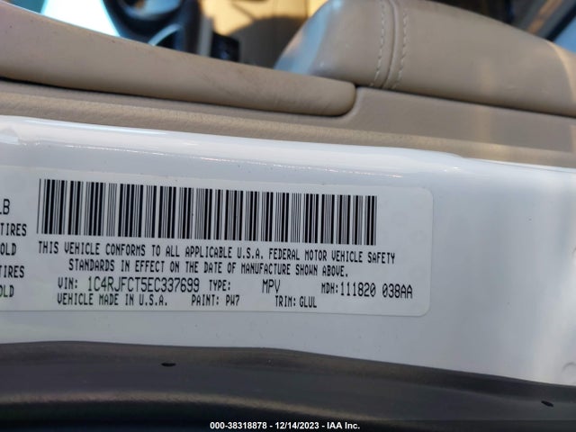 2014 JEEP GRAND CHEROKEE OVERLAND VIN: 1C4RJFCT5EC337699