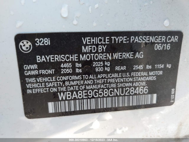 WBA8E9G58GNU28466 BMW 328I