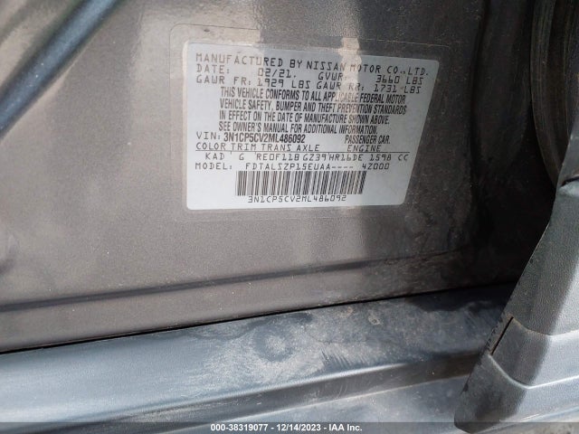 2021 NISSAN KICKS SV XTRONIC CVT VIN: 3N1CP5CV2ML486092