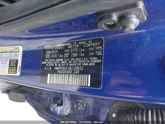 2021 HYUNDAI VENUE SEL VIN: KMHRC8A31MU128652