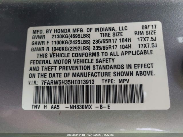 7FARW5H35HE013913 Honda CR-V LX
