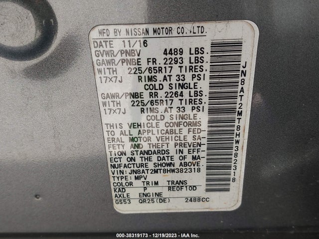 Nissan ROGUE S 2017 JN8AT2MT8HW382318 Image 9