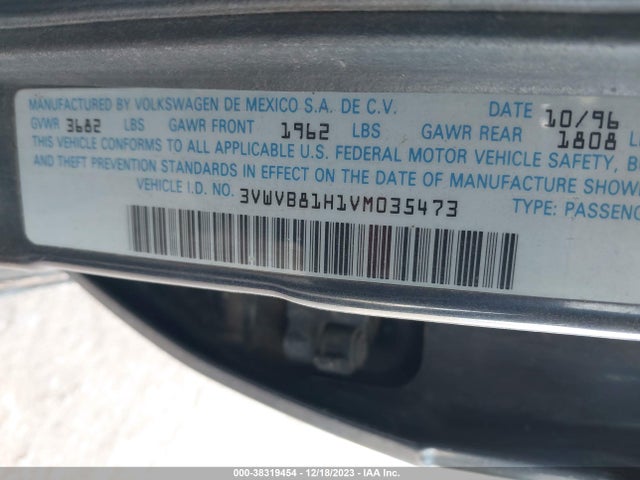 1997 VOLKSWAGEN JETTA GT VIN: 3VWVB81H1VM035473