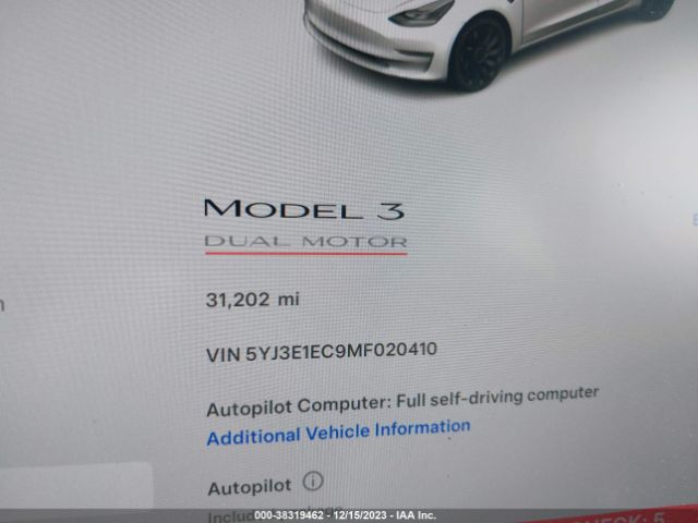 5YJ3E1EC9MF020410 Tesla Model 3 Performance Dual Motor All-wheel Drive