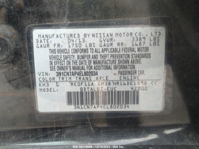 Nissan Versa 1.6 Sv 2014 3N1CN7AP4EL802034 Image 9