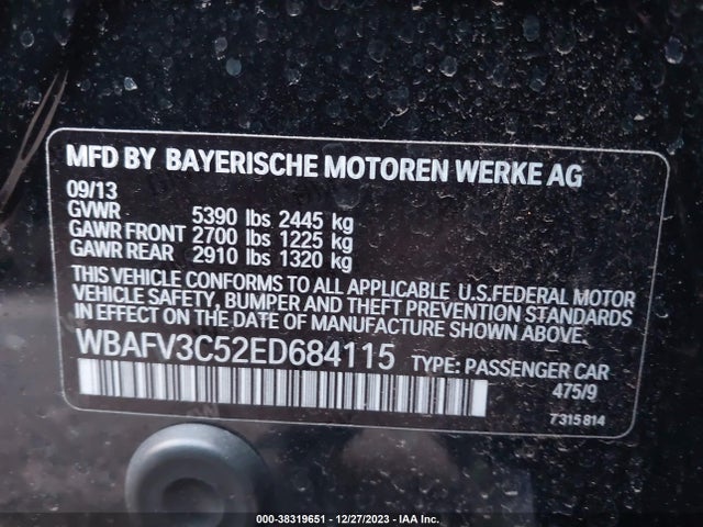 2014 BMW 535D XDRIVE VIN: WBAFV3C52ED684115