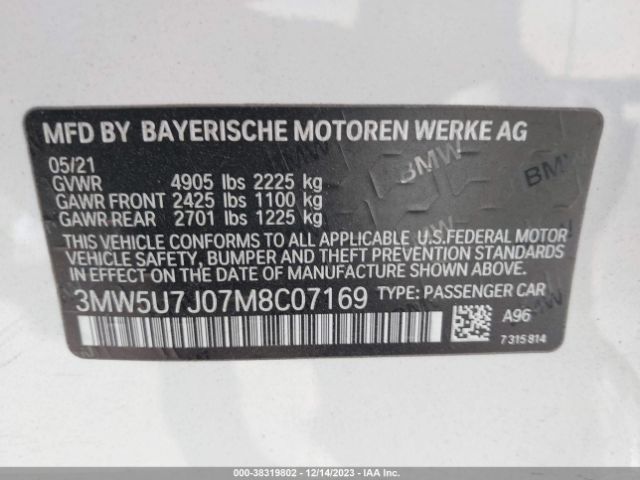 3MW5U7J07M8C07169 BMW 3 Series M340i