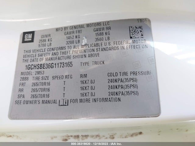 Chevrolet Colorado Wt 2016 1GCHSBE36G1173165 Image 9