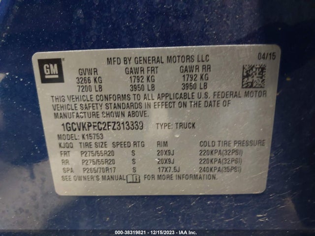 Chevrolet Silverado 1500 Ls 2015 1GCVKPEC2FZ313339 Image 9