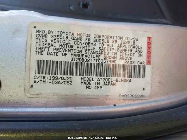 1996 TOYOTA CELICA ST/ST 25TH ANN LTD VIN: JT2DB02T7T0057490