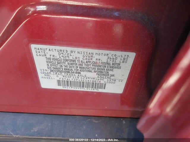 2021 NISSAN KICKS SR XTRONIC CVT VIN: 3N1CP5DV2ML541896