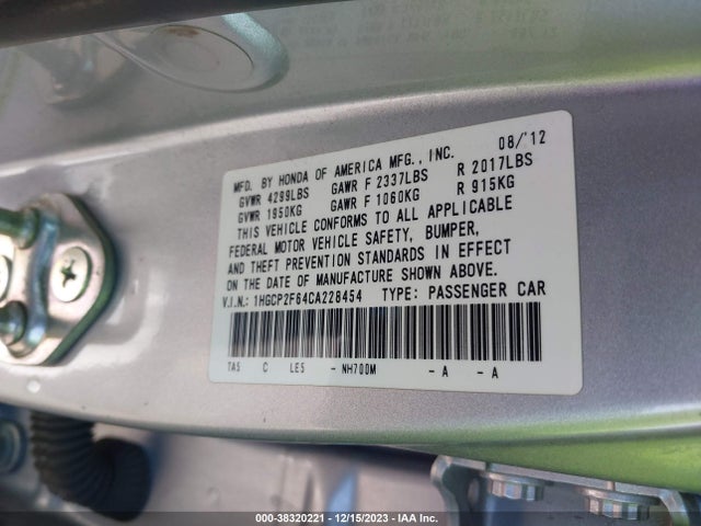 Продаж на аукціоні авто 2012 Honda Accord 2.4 Se, vin: 1HGCP2F64CA228454, номер лоту: 38320221
