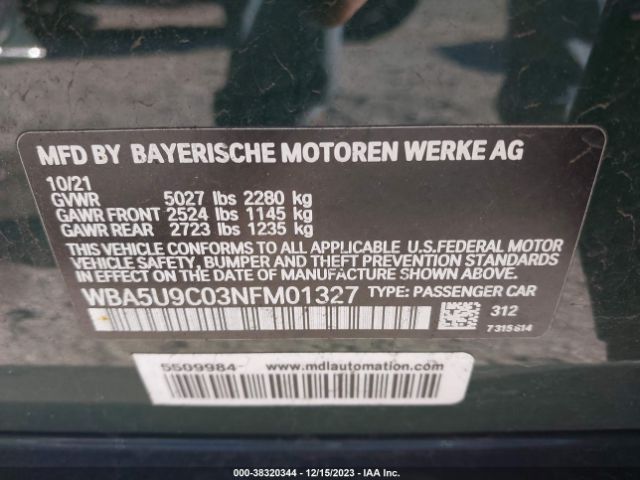 WBA5U9C03NFM01327 BMW 3 Series M340i Xdrive