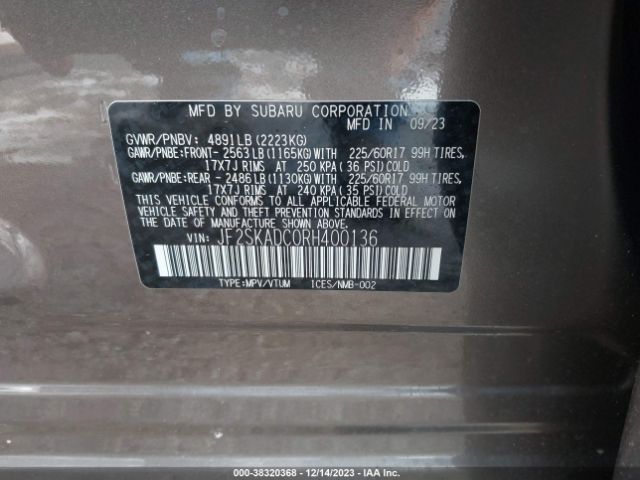 2024 SUBARU FORESTER JF2SKADC0RH400136 Photo 8