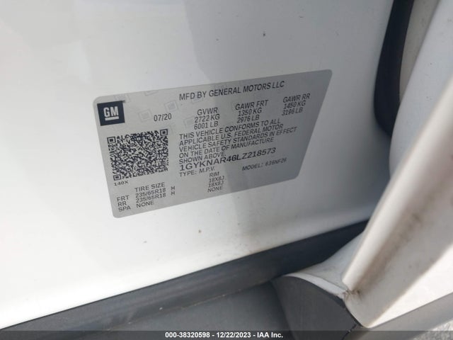 1GYKNAR46LZ218573 Cadillac Xt5 Fwd Luxury