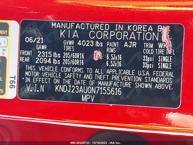 Продаж на аукціоні авто 2022 Kia Soul Lx, vin: KNDJ23AU0N7155616, номер лоту: 38320723