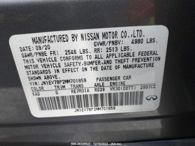 JN1EV7BP2MM701859 Infiniti Q50 LUXE
