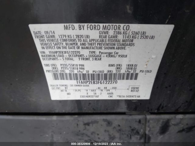 1FAHP2E83FG122270 Ford TAURUS SEL