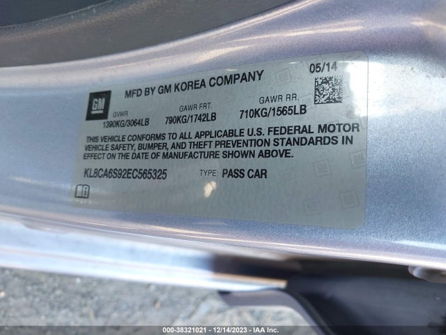 Chevrolet Spark Ls Manual 2014 KL8CA6S92EC565325 Image 9