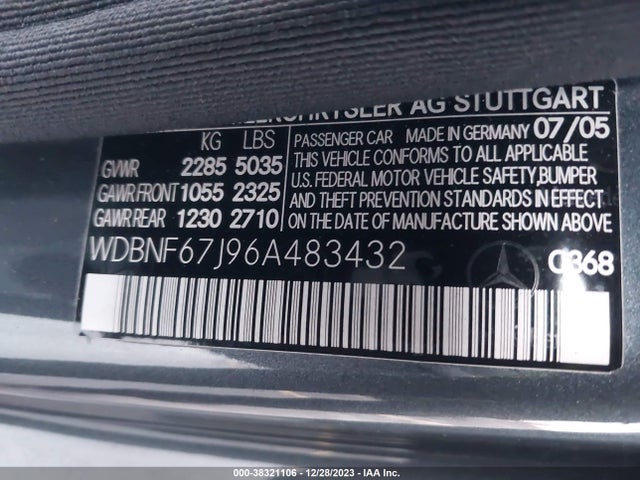 2006 MERCEDES-BENZ S 350 VIN: WDBNF67J96A483432
