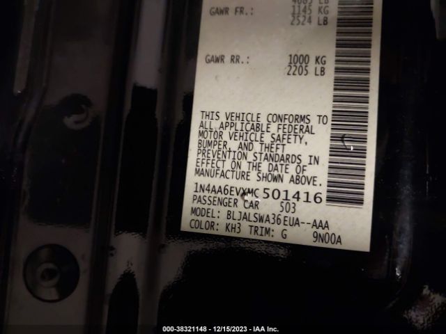 1N4AA6EVXMC501416 Nissan Maxima Sr Xtronic Cvt