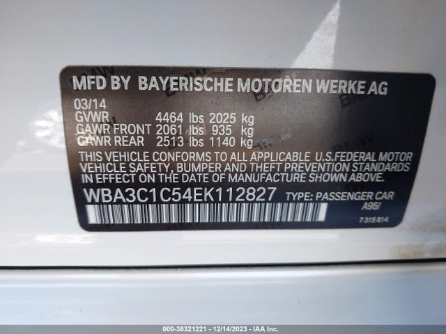 WBA3C1C54EK112827 BMW 328I