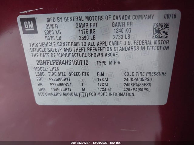 Chevrolet EQUINOX LT 2017 2GNFLFEK4H6160715 Image 9