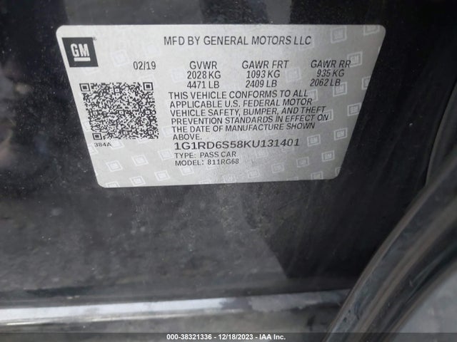 Chevrolet Volt Premier 2019 1G1RD6S58KU131401 Image 9