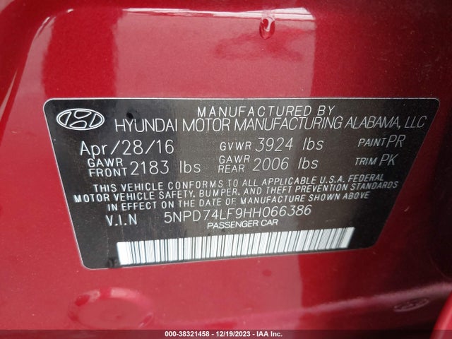 Hyundai ELANTRA SE 2017 5NPD74LF9HH066386 Image 9
