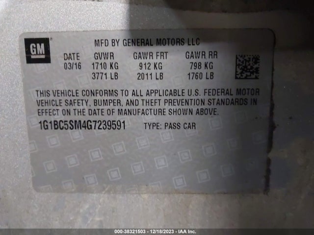 Chevrolet Cruze Ls Auto 2016 1G1BC5SM4G7239591 Image 9