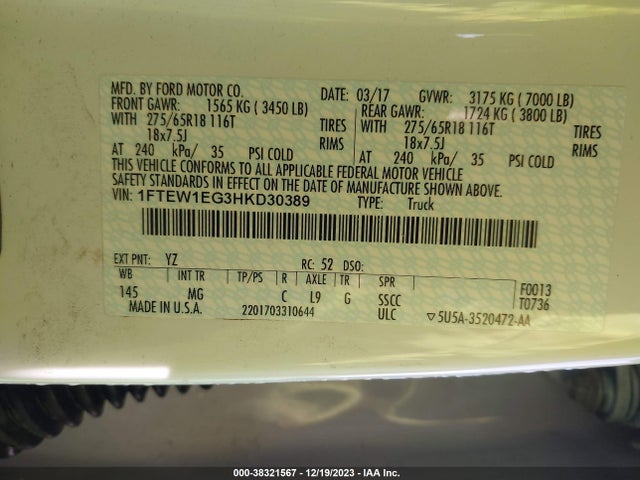 Ford F-150 Xlt 2017 1FTEW1EG3HKD30389 Image 9