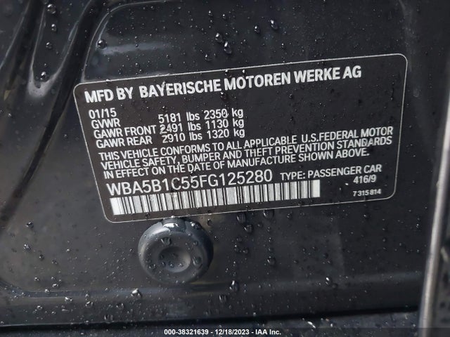BMW 535i 2015 WBA5B1C55FG125280 Image 9