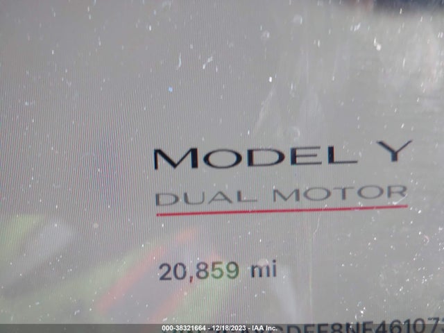 2022 TESLA MODEL Y PERFORMANCE DUAL MOTOR ALL-WHEEL DRIVE VIN: 7SAYGDEF8NF461073