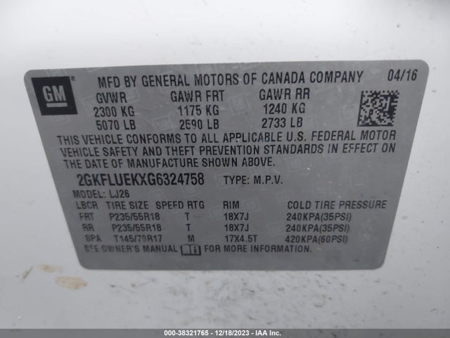 GMC Terrain Slt 2016 2GKFLUEKXG6324758 Image 9