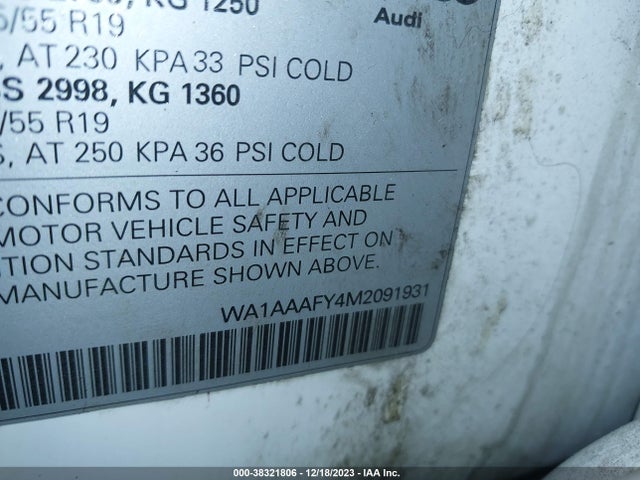 WA1AAAFY4M2091931 Audi Q5 Premium 45 Tfsi Quattro S Tronic