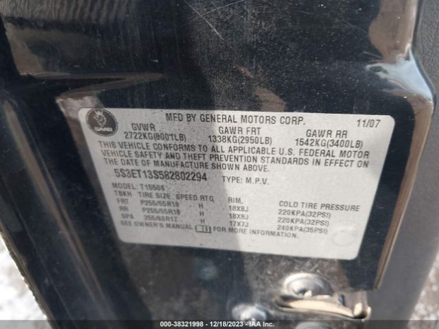 2008 SAAB 9-7X 5S3ET13S582802294 Photo 8