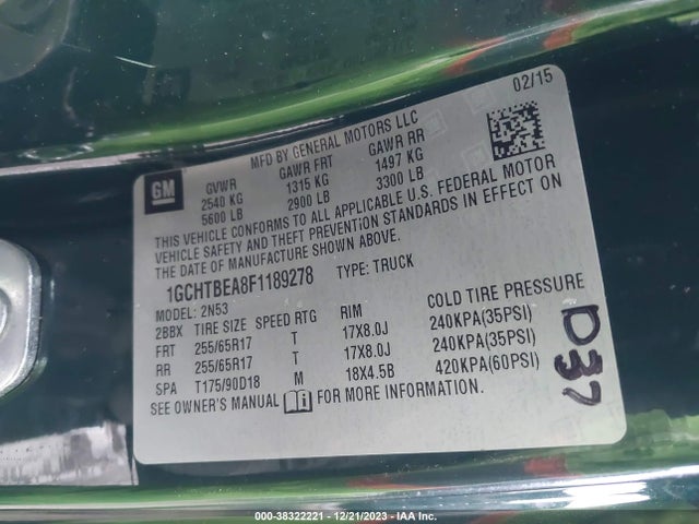 Chevrolet Colorado Lt 2015 1GCHTBEA8F1189278 Image 9