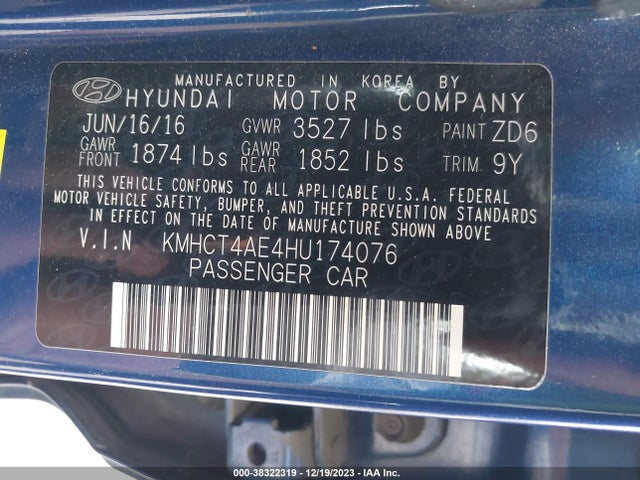Hyundai ACCENT SE 2017 KMHCT4AE4HU174076 Image 9