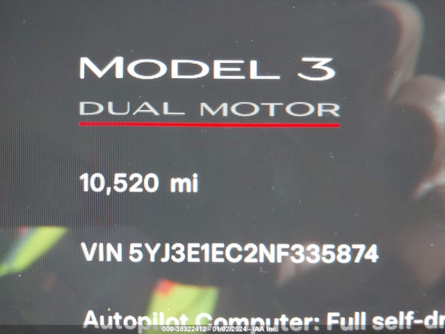 5YJ3E1EC2NF335874 Tesla Model 3 Performance Dual Motor All-wheel Drive