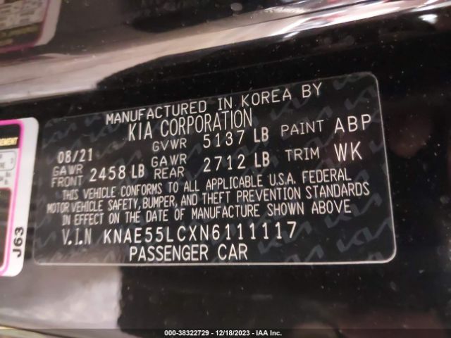 KNAE55LCXN6111117 KIA Stinger Gt2