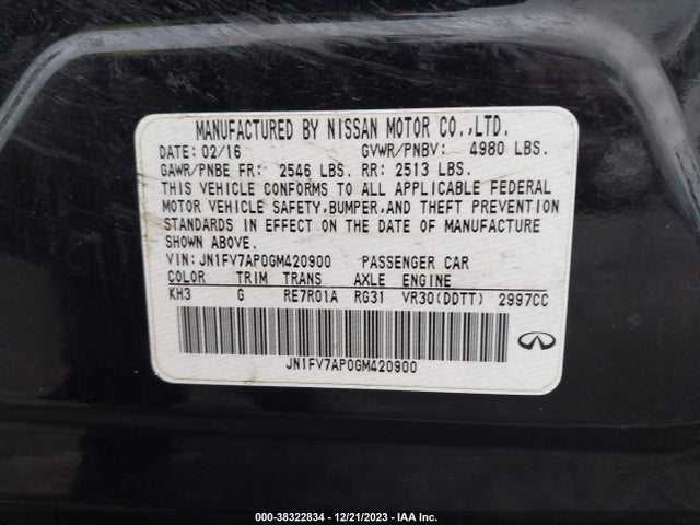 JN1FV7AP0GM420900 Infiniti Q50 3.0t Red Sport 400
