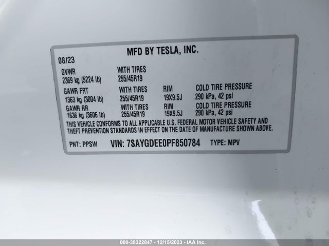 2023 TESLA MODEL Y 7SAYGDEE0PF850784 Photo 8