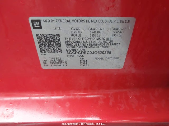 Chevrolet Silverado 1500 1lt 2018 3GCPCREC0JG620308 Image 9