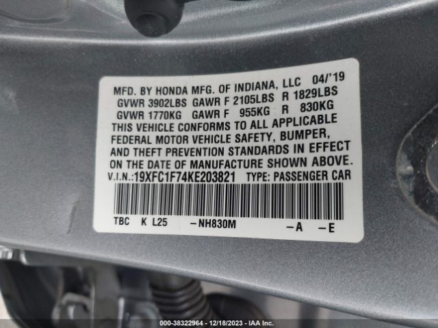19XFC1F74KE203821 Honda Civic Ex-l