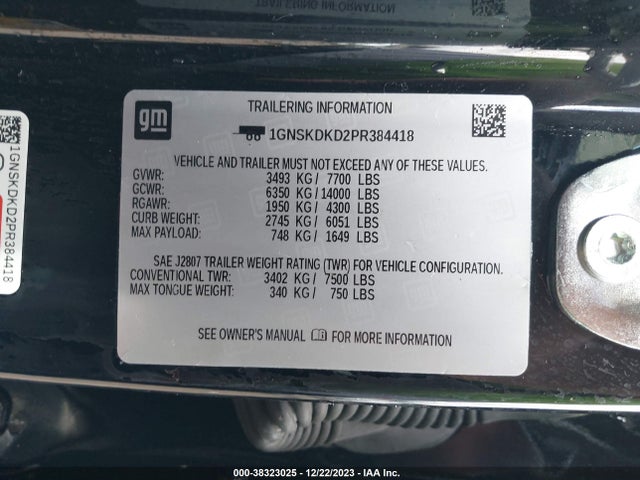 Chevrolet Suburban 4wd Z71 2023 1GNSKDKD2PR384418 Image 9